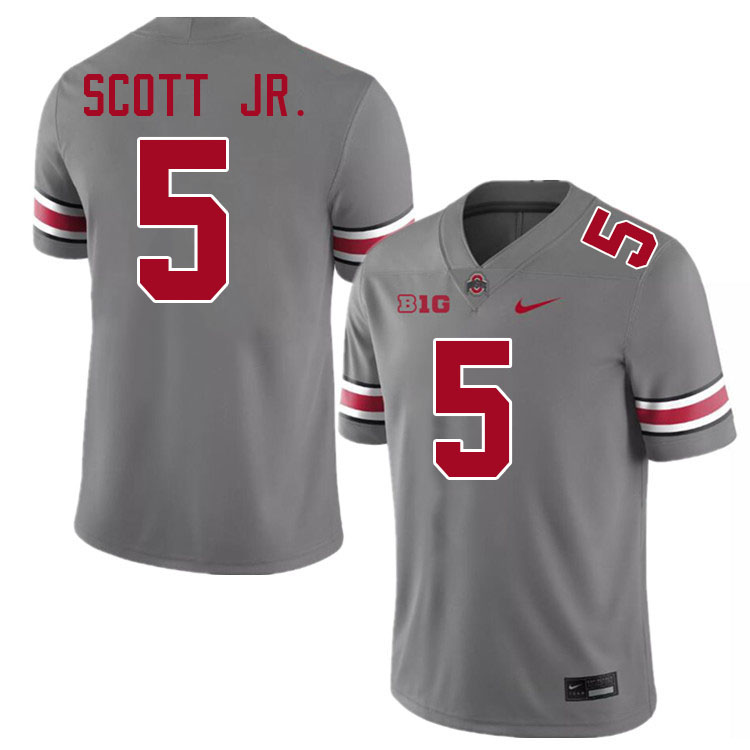 Ohio State Buckeyes Aaron Scott Jr. Men's's #5 Authentic Grey College Football Jersey 2404WMXY8